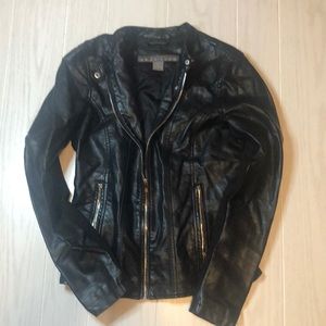 Kenneth Cole Reaction medium black leather look zip up jacket